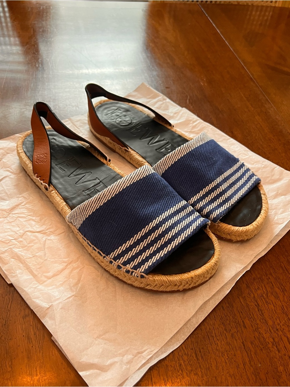 Loewe Men’s Blue Espadrille Sandals Size 42 / US Size 9 Made in Spain Nice!